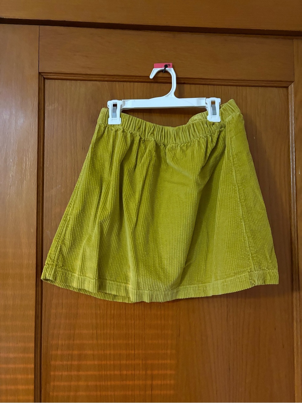 Women's Mustard Gold Yellow A-Line Corduroy Mini Skirt Elastic Waist